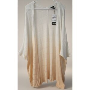 NWT Wallpapher Womens 3X Ivory Peach Open Front Duster Cardigan Sweater